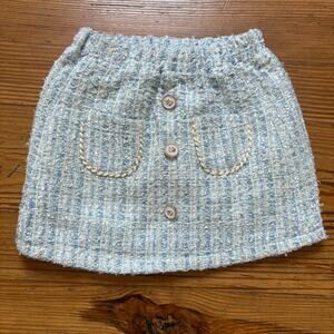 NWT Shein light blue white tweed elastic waistband toddler skirt‎ SIZE 2-3